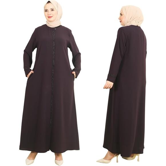 Unbranded Dresses & Skirts - Abaya for Muslim, Zipper and Stone Details, Long Sleeve Dress Islamic Kaftan XXL